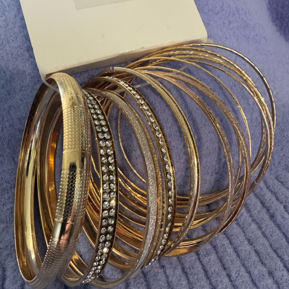 Plus size Gold Bangle Set for Women - Picture 2 of 3
